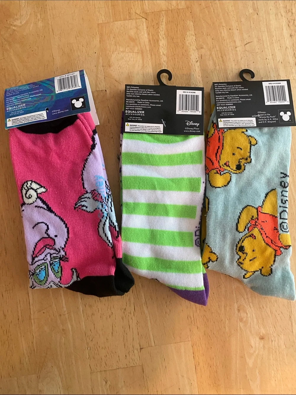 Disney Character Crew Socks Trio Pooh, Buzz Lightyear & Ursula one size NWT